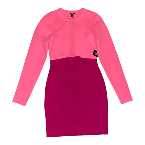 Express Body Contour Long Sleeve Color Block Cutout Mini Sweater Dress | Size S - Picture 5 of 11